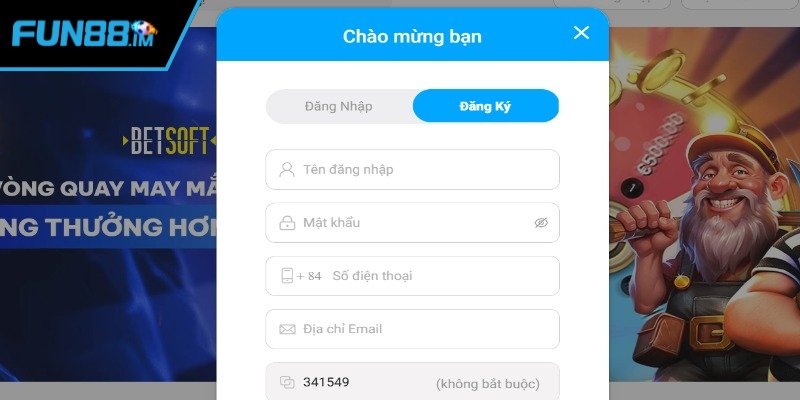 Điền biểu mẫu đăng ký Fun88 chi tiết
