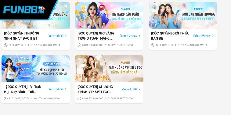 Khuyến mãi Fun88 tặng thưởng thành viên vip